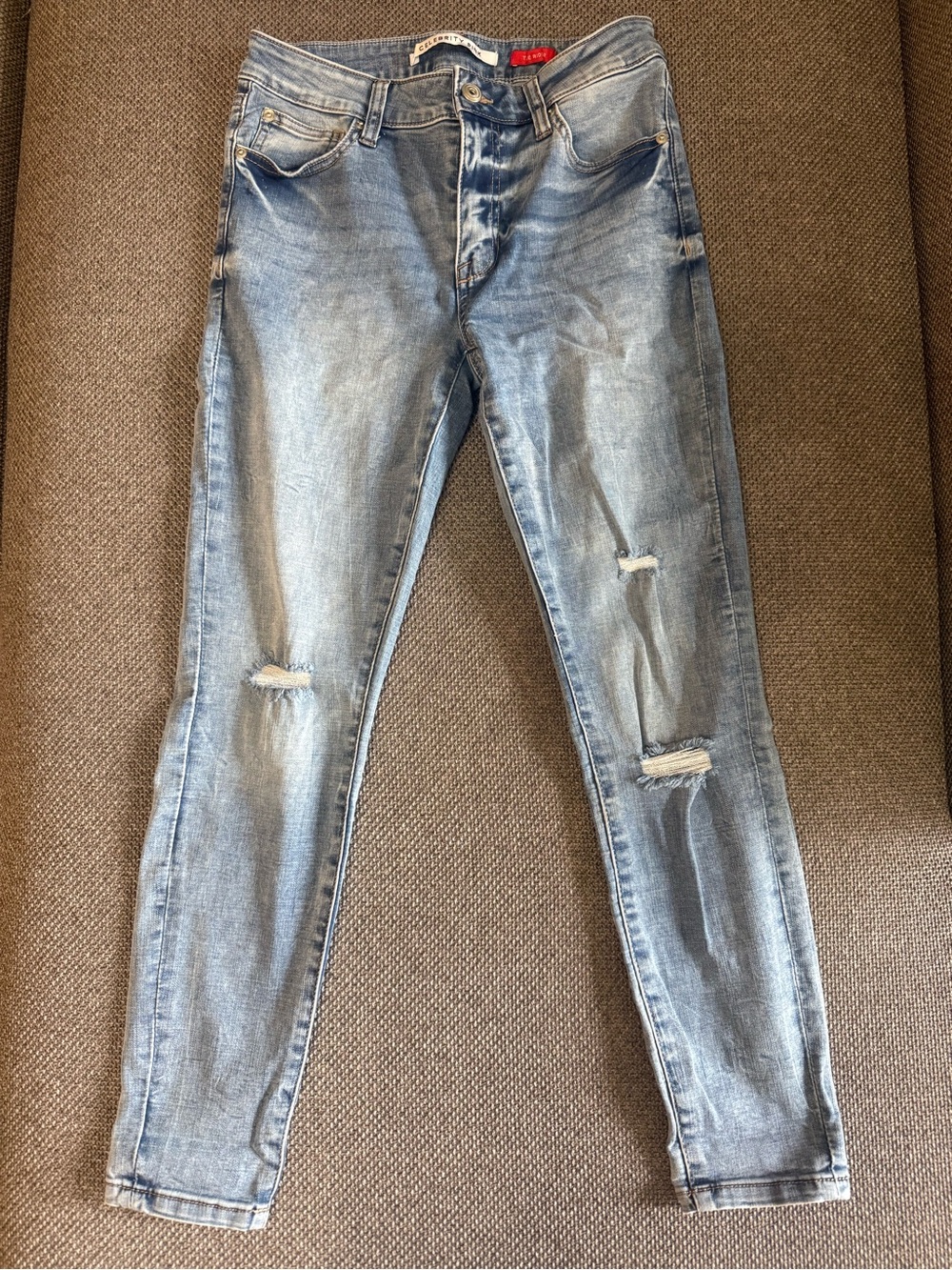 Celebrity Pink Light Blue Distressed Skinny Jeans Size 5/27